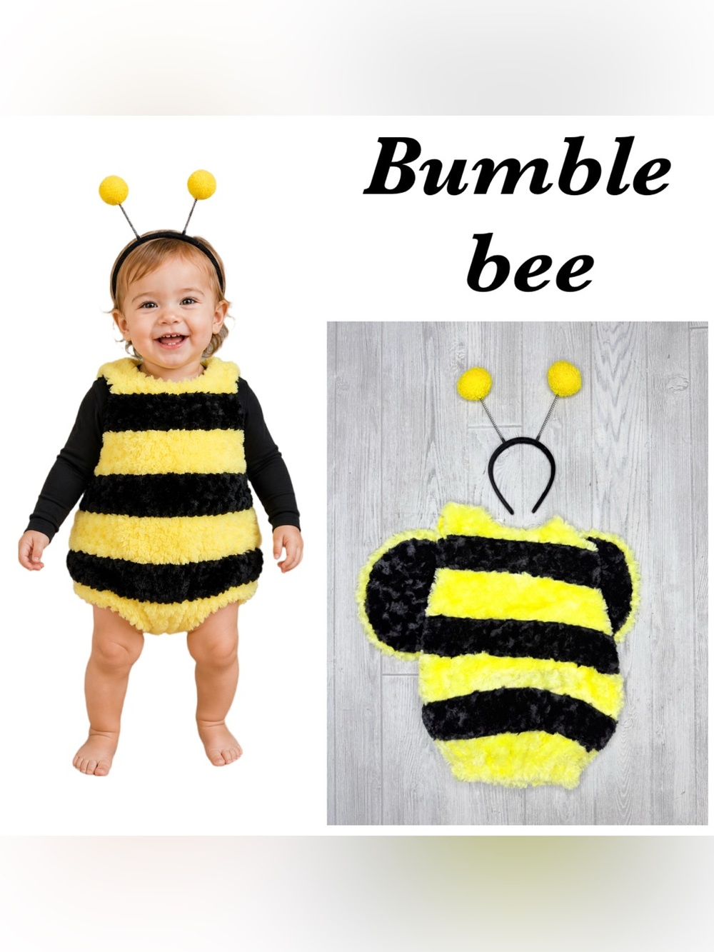 Rubies toddler fuzzy bumble bee halloween costume with headband antennas